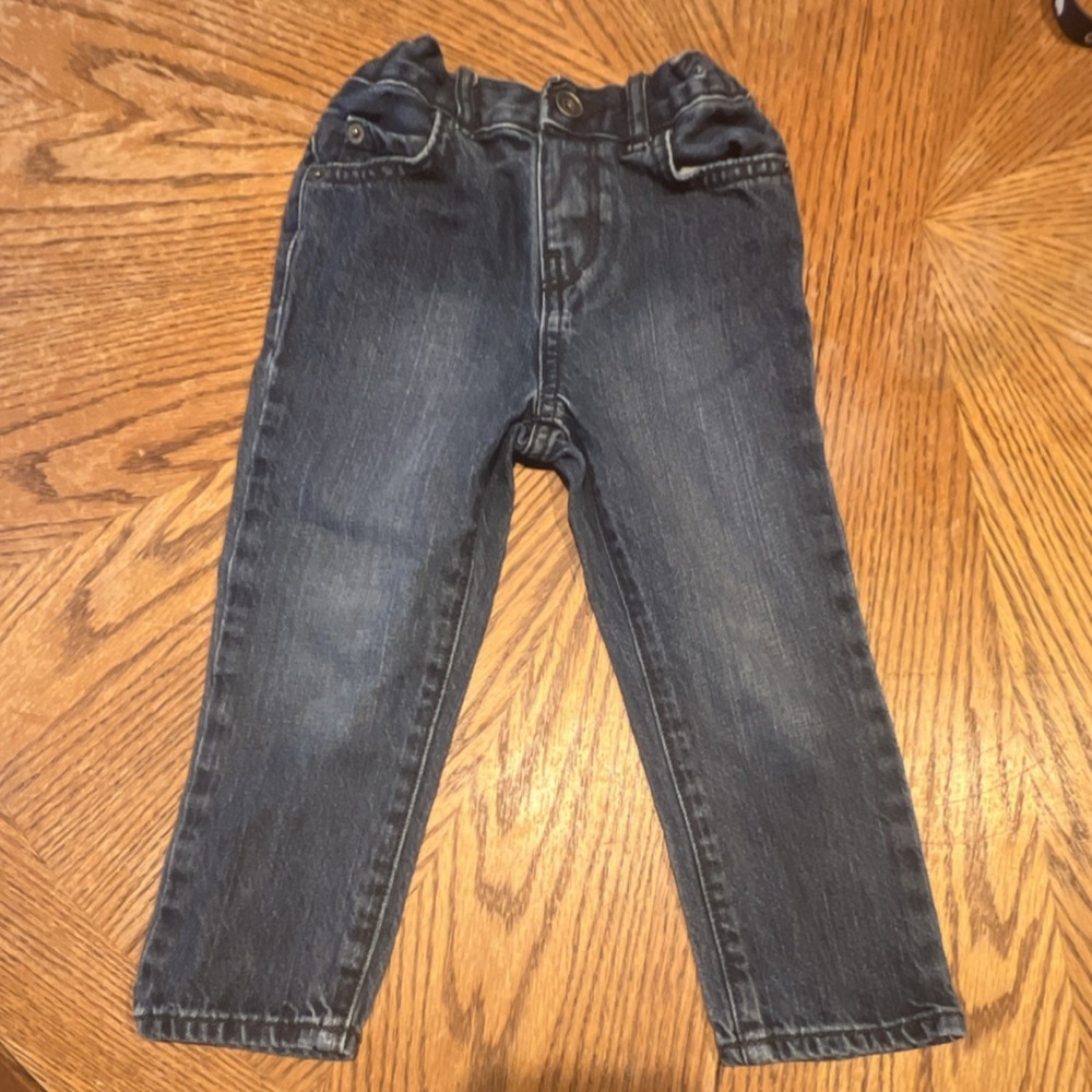 The Children's Place Skinny Jeans Blue 3T Denim Adjustable Waist Pockets Button